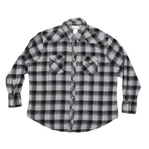 Wrangler Gray Cotton Casual Shirt Men 2XL Long Sleeve Rancher Pearl Snap Western